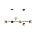 Ver imagem 1 de Lustre Pendente Jabuticaba Jabuti Preto com 6 Bolas Globos Esféras Âmbar Moderno Luxo Inl91