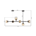 Ver imagem 7 de Lustre Pendente Jabuticaba Jabuti Preto com 6 Bolas Globos Esféras Âmbar Moderno Luxo Inl91