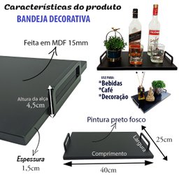 Bandeja decorativa De madeira Para Café Bar Bebidas Cozinha - 7