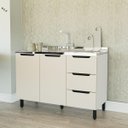 Ver imagem 1 de Balcão de Cozinha Meena 120x81cm com 3 Gavetas e 2 Portas Branco/Creme 250013