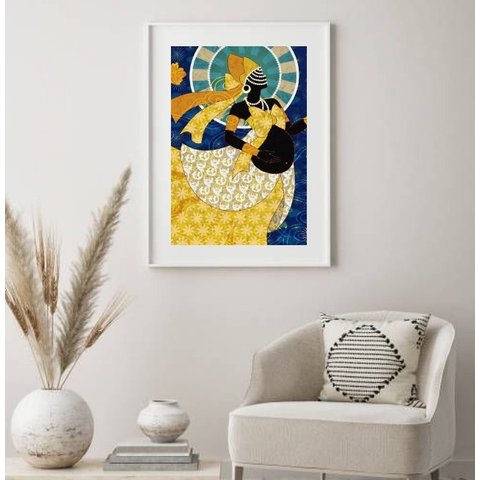 Quadro Decorativo Oxum Grávida - 60x48cm:madeira Preta