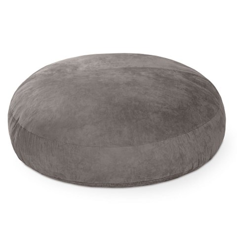 Puff Gigante Redondo 140x20 em Suede Cinza com Enchimento