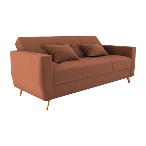 Sofá Cama Rocoo 205cm Reclinável Veludo Terracota - Sallar Home