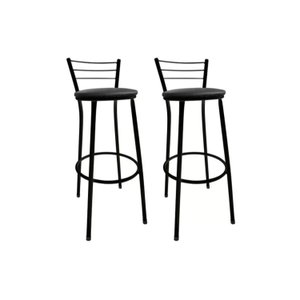 Banqueta Preta Industrial Gourmet - Balcão, Cozinha, Varanda - Kit 2