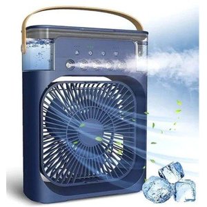 Top Mini Climatizador de Ar Umidificador Ventilador Refrigeração - Cor: Azul - Ótimo para Pequenos a