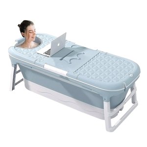 Banheira Ofurô Dobrável Portátil Adulto 220 Litros Azul 128 cm VG+
