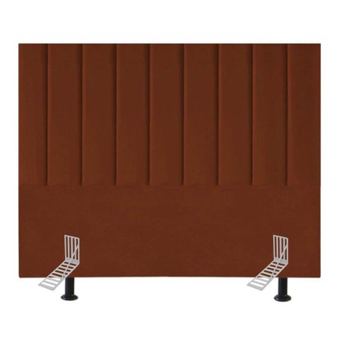 Cabeceira Estofada Cama Casal Queen Size 160 Cm Sara Veludo e Frame Terracota