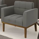 Ver imagem 2 de Poltrona Decorativa Base Madeira Castanho Ana Suede Grafite - Ibiza