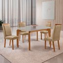 Ver imagem 2 de Mesa de Jantar Liz 120cm Tampo MDF Vidro Canto Copo com 4 Cadeiras Lorena
