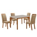 Ver imagem 1 de Mesa de Jantar Liz 120cm Tampo MDF Vidro Canto Copo com 4 Cadeiras Lorena