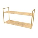 Ver imagem 2 de Prateleira Industrial Parede ou Suspensa Dourada Aço e Madeira 50x40x90cm Don Castro Decor Industria