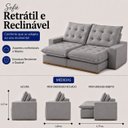 Ver imagem 3 de Sofá Milão Retrátil e Reclinável 290m - Prata