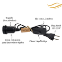 Ver imagem 2 de Cabo Abajur 1,2m Com Interruptor Liga/Desliga Bivolt Preto