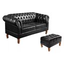 Ver imagem 1 de Sofá Dom Pedro Chesterfield 2 Lugares e Puff Captonê Couríssimo Bella Decor