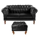Ver imagem 2 de Sofá Dom Pedro Chesterfield 2 Lugares e Puff Captonê Couríssimo Bella Decor