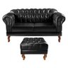 Sofá Dom Pedro Chesterfield 2 Lugares e Puff Captonê Couríssimo Bella Decor - 2