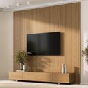 Ver imagem 1 de Rack com Painel Liso TV até 86 Polegadas Planejado 240x230cm Aruá CabeCasa MadeiraOriginals Marrom Jatobá