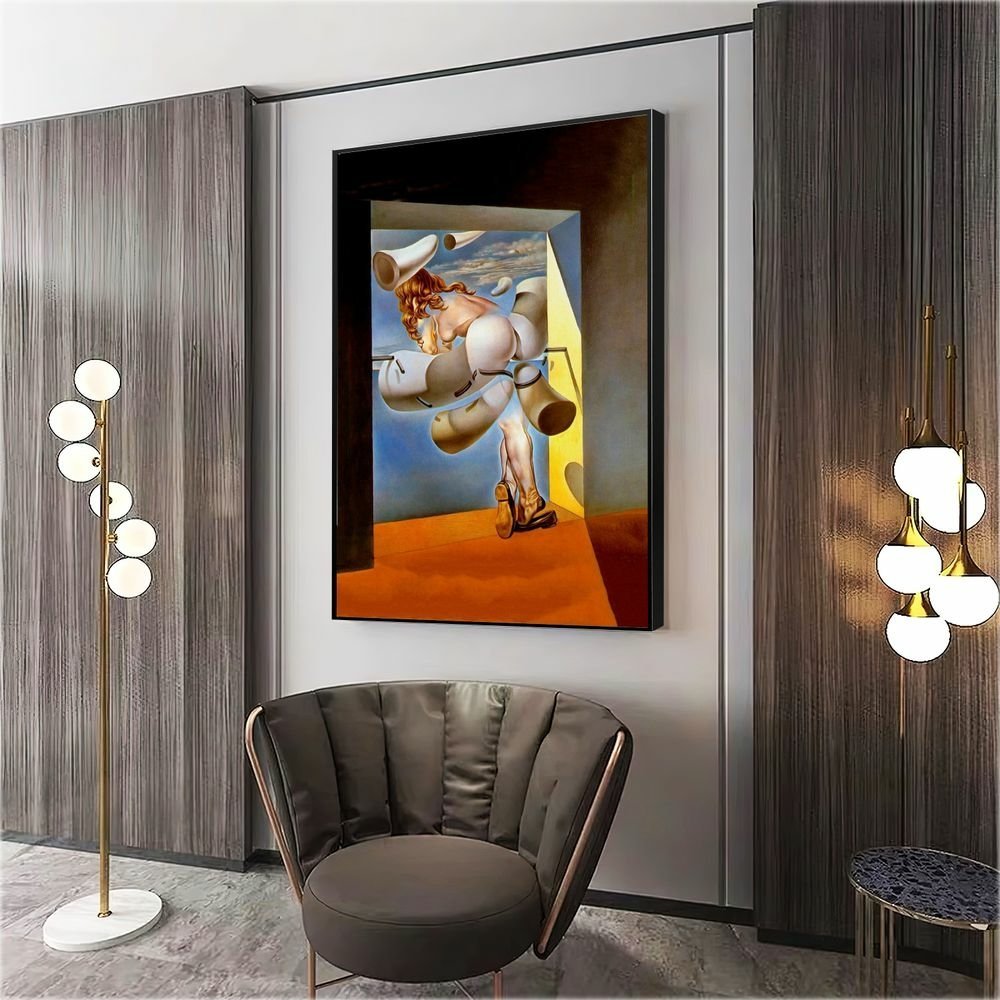 Quadro Decorativo Salvador Dali Jovem Virgem:60x40 cm/PRETA