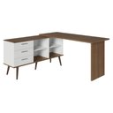Ver imagem 1 de Escrivaninha em L Mesa para Computador Gamer 3 Gavetas Branco/rustic Lisboa Madesa
