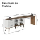 Ver imagem 4 de Escrivaninha em L Mesa para Computador Gamer 3 Gavetas Branco/rustic Lisboa Madesa