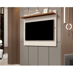 Painel para TV até 40" Sala Pequena Vivare 1.08 Giga Móveis:OffWhite/Freijó - 2