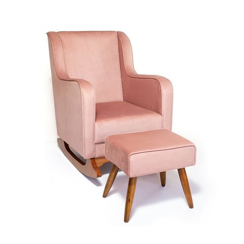 Cadeira Poltrona de Amamentação e Balanço C/ Puff Rose - Lahome Decor (disponibilidade: Disponível e