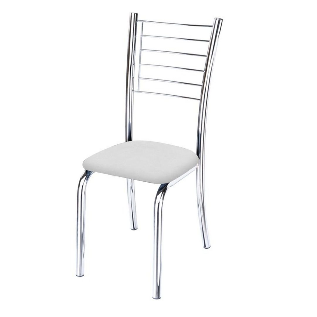 Conjunto 6 Cadeiras cromadas para cozinha Kiara-Corino branco GAT MAGAZINE - 2