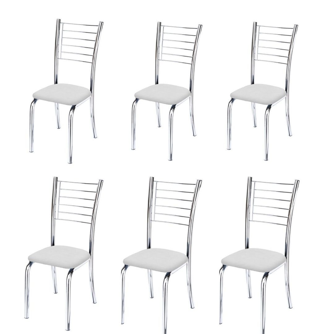 Conjunto 6 Cadeiras cromadas para cozinha Kiara-Corino branco GAT MAGAZINE - 1
