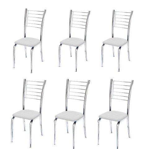 Conjunto 6 Cadeiras cromadas para cozinha Kiara-Corino branco GAT MAGAZINE