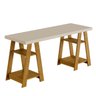 Escrivaninha Mesa Escritório Cavalete Hawaii 4 Prateleiras 135cm Yescasa Off White E Naturale - 6