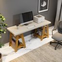 Ver imagem 5 de Escrivaninha Mesa Escritório Cavalete Hawaii 4 Prateleiras 135cm Yescasa Off White E Naturale