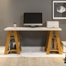 Escrivaninha Mesa Escritório Cavalete Hawaii 4 Prateleiras 135cm Yescasa Off White E Naturale - 1