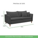 Ver imagem 3 de Sofá 2 Lugares Retrô 164cm Linho Kassia Cinza Grafite