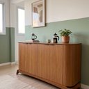Ver imagem 1 de Buffet Aparador Arredondado 4 Portas com Pés de Madeira Maciça 160x82x40cm