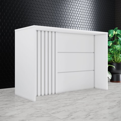 Bancada Ilha Gourmet  146cm 100% MDF com Ripado Branco HP Americana