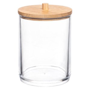 Porta Algodão Cotonete P/ Banheiro Limpeza de Pele Bambú / 989 Pgb Porta Algodão Redondo Bambu