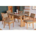 Ver imagem 1 de Conjunto Sala de Jantar Mila Premium Madeira Maciça C/ Tampo Madeirado C/ Vidro 160x90cm e 6