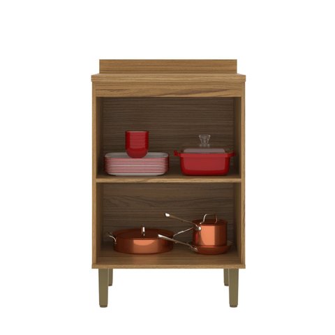 Balcão para Cozinha 60cm 2 Portas Bege/Ipê/Cristalo