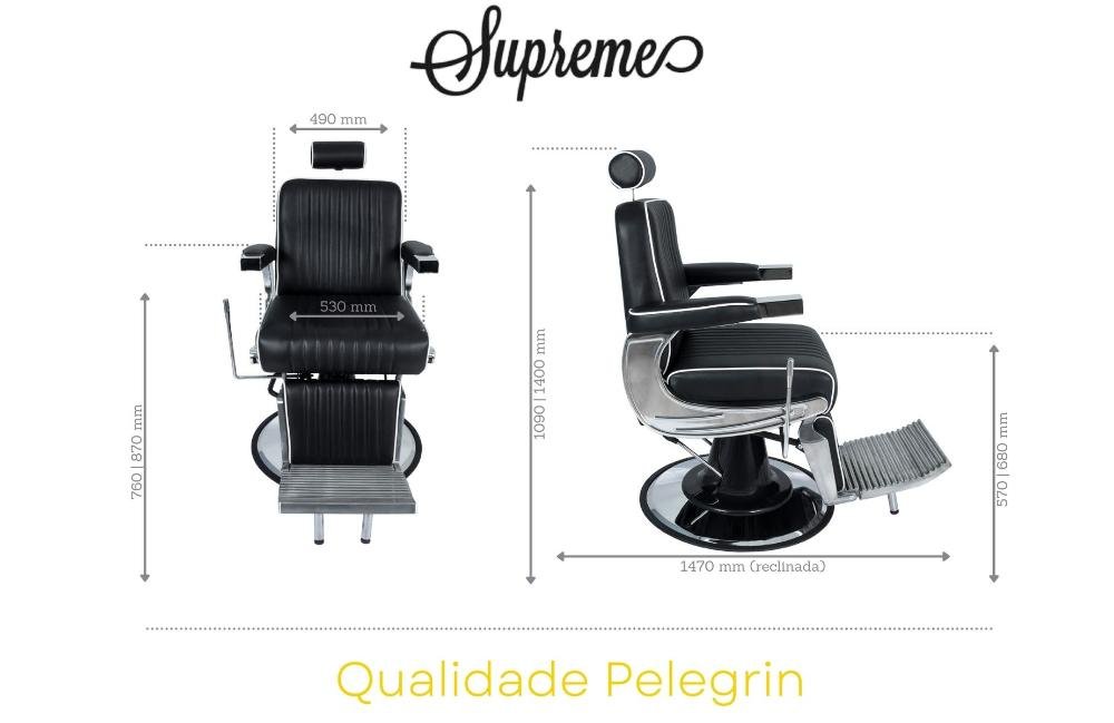 Cadeira Hidráulica Reclinável Barbeiro Salão Pelegrin PEL-6133 Preto - 2