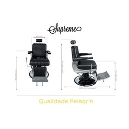 Cadeira Hidráulica Reclinável Barbeiro Salão Pelegrin PEL-6133 Preto - 2