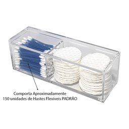 PORTA COTONETE E ALGODÃO ORGANIZADOR ACRÍLICO 4MM COM TAMPA ORG-CA CENTAURI ACRÍLICOS Centauri Acríl - 4