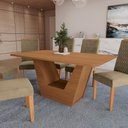 Ver imagem 3 de Conjunto Sala de Jantar Verbana Kappesberg 6 Cadeiras Veludo Bege