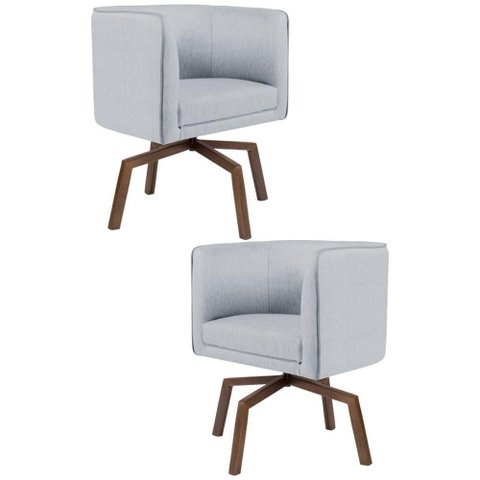 2 Poltronas Base Ka Madeira Betina C-315 Linho Cinza Domi