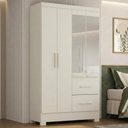 Ver imagem 2 de Guarda Roupa Solteiro 4 Portas com Espelho Primor 121x209 cm Branco Absoluto Zanz