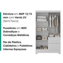Ver imagem 4 de Guarda Roupa Solteiro 4 Portas com Espelho Primor 121x209 cm Branco Absoluto Zanz