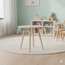 Ver imagem 1 de Mesa Redonda Infantil 65x65cm Tampo Mdf Pés Pinus Leve:rosê