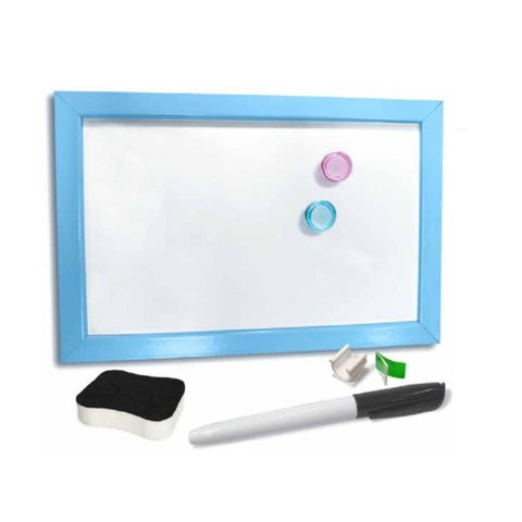 Mini Lousa Quadro Branco Magnético 20x30 C/ Imã Caneta Apagador:azul