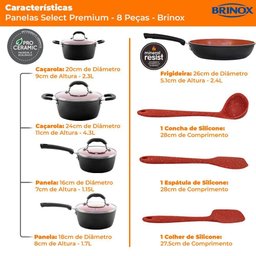 Jogo de Panelas Antiaderente Cerâmica de Indução 8 Peças Brinox Select Premium 4798/502 - 7
