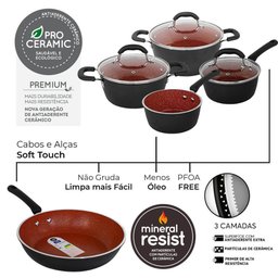 Jogo de Panelas Antiaderente Cerâmica de Indução 8 Peças Brinox Select Premium 4798/502 - 2