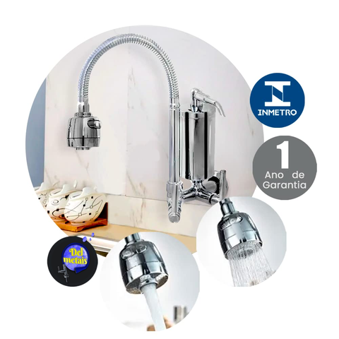 Torneira Gourmet Filtro Cozinha Parede Del Metais